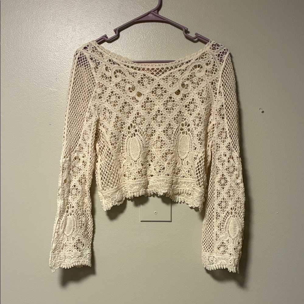Good Luck Gem Crochet Lace Top